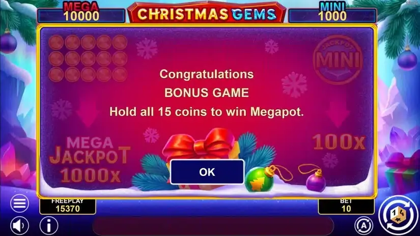 Christmas Gems Hold And Win slot screenshot 4