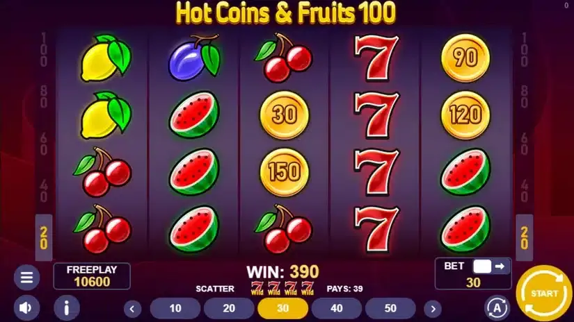 Hot Coins & Fruits 100 slot screenshot 2
