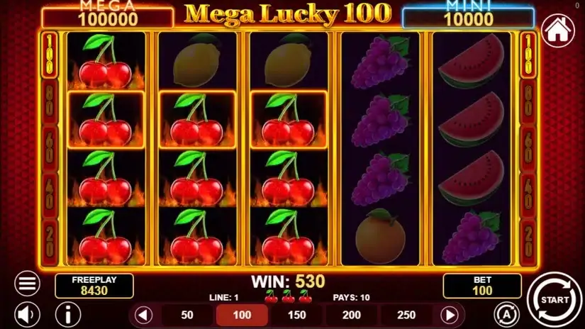Mega Lucky 100 slot screenshot 2