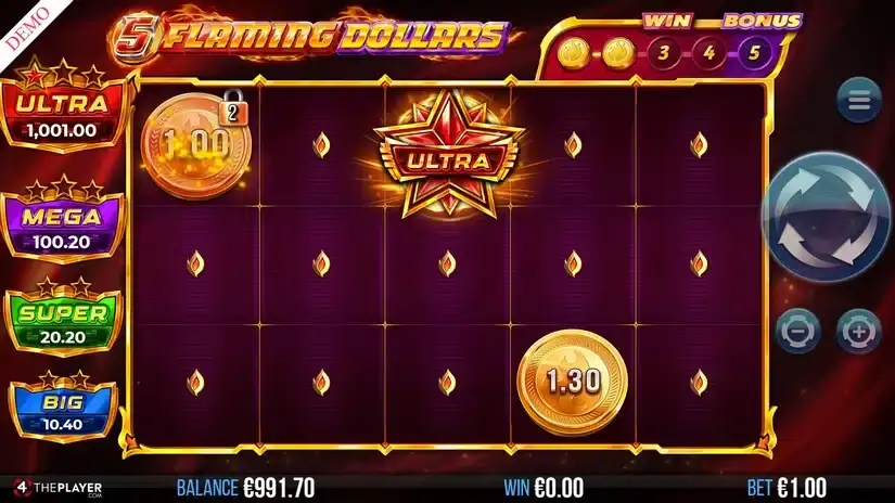 5 Flaming Dollars slot screenshot 2