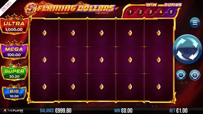 5 Flaming Dollars slot screenshot 