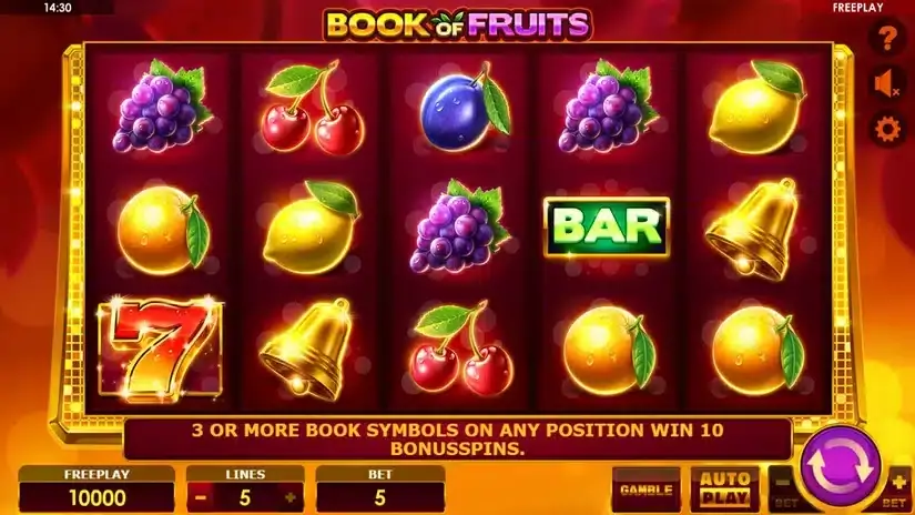Book of Fruits slot screenshot 