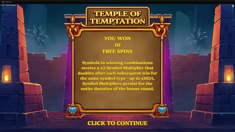Desert Temple slot screenshot 4