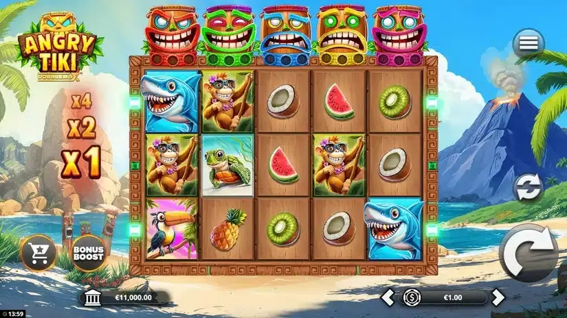 Angry Tiki DoubleMax slot screenshot 