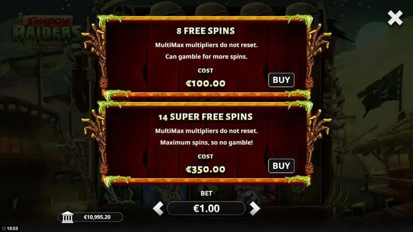 Shadow Raiders MultiMax slot screenshot 3