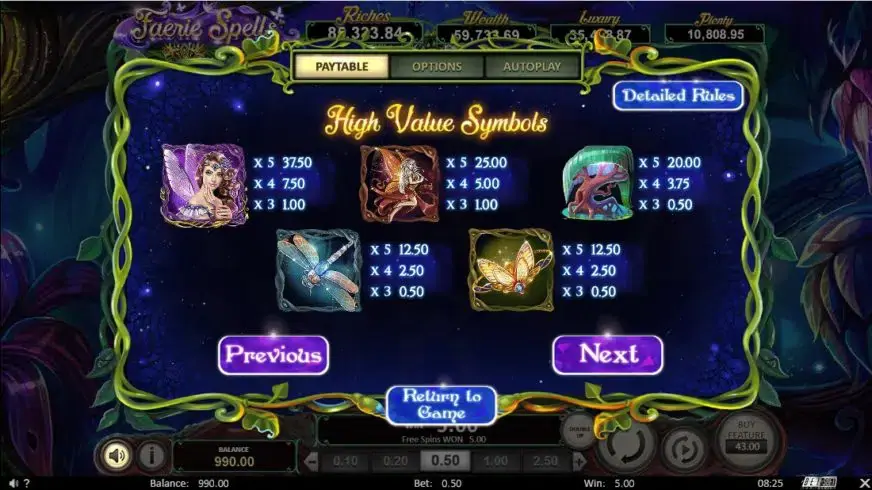 Faerie Spells slot screenshot 2