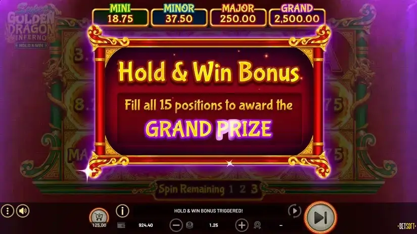 Super Golden Dragon Inferno slot screenshot 
