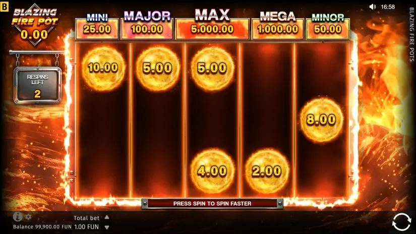 Blazing Fire Pots Hold & Spin slot screenshot 4