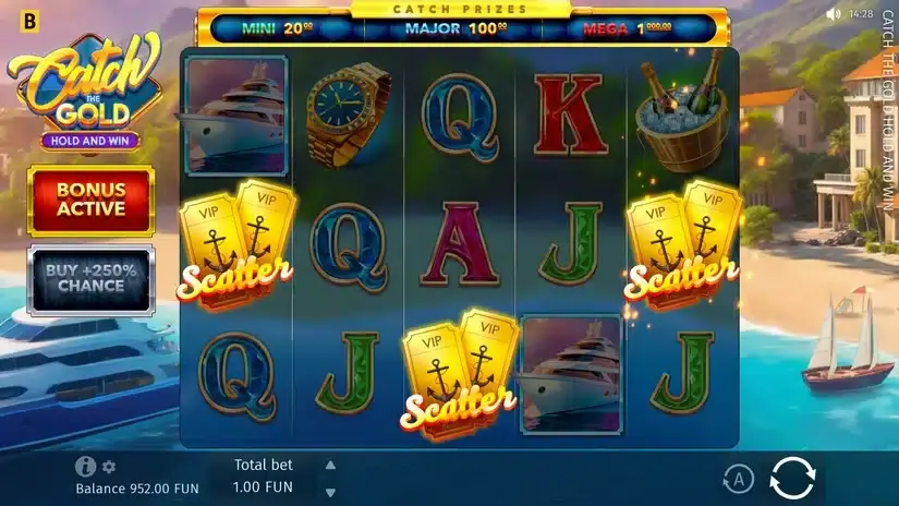 Catch the Gold Hold and Win slot screenshot 2