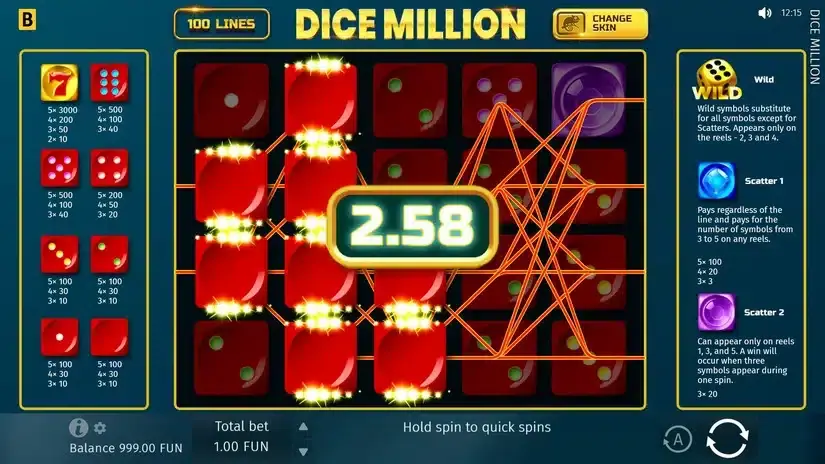 Dice Million slot screenshot 2