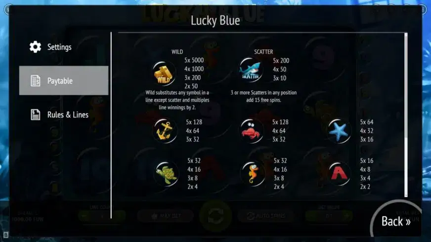 Lucky Blue slot screenshot 2
