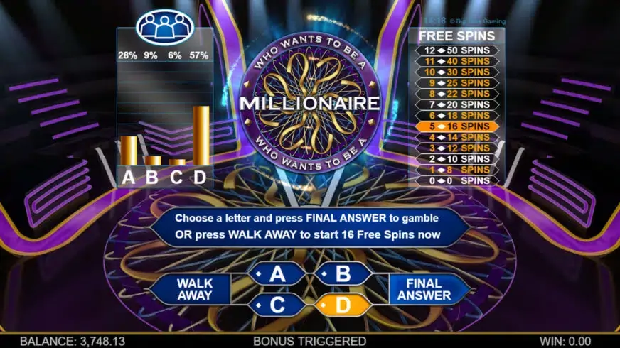 Who Wants To Be A Millionaire Megaways slot screenshot 