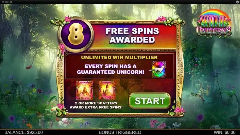 Wild Unicorns slot screenshot 2