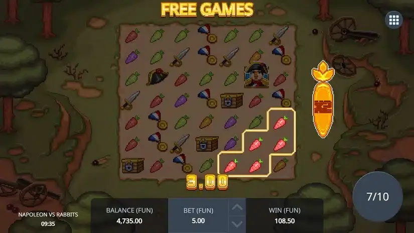 Napoleon vs Rabbits slot screenshot 6