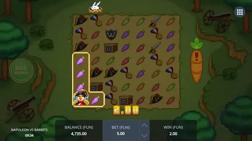 Napoleon vs Rabbits slot screenshot 2
