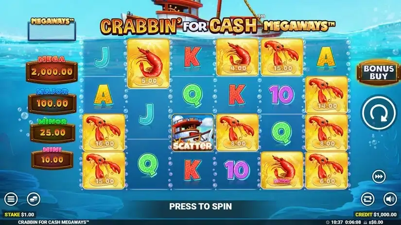 Crabbin’ For Cash Megaways slot screenshot 1