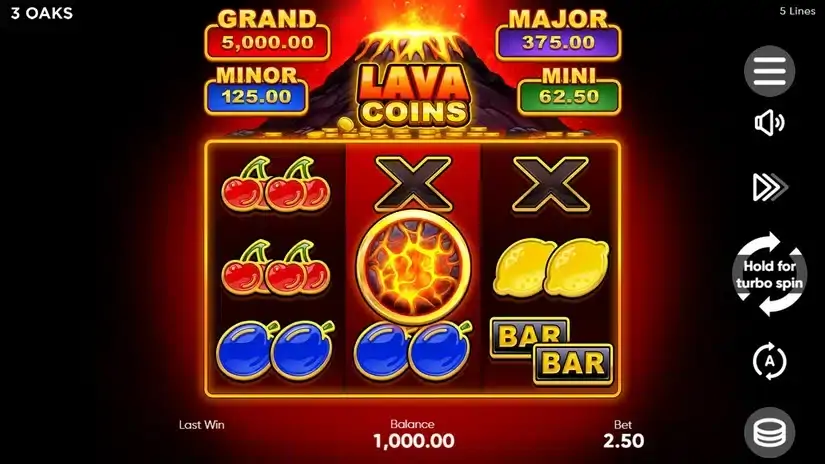 Lava Coins slot screenshot 1