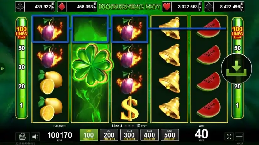 100 Burning Hot slot screenshot 4