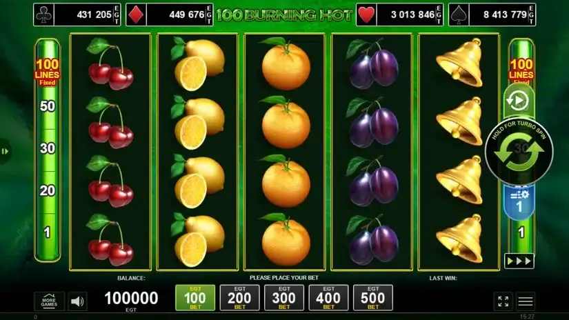 100 Burning Hot slot screenshot 1