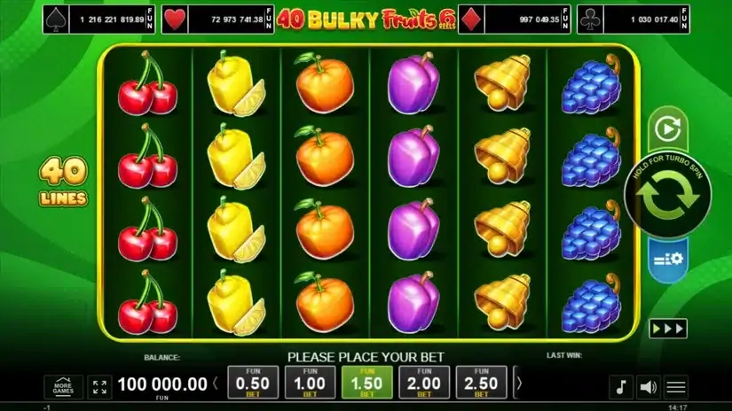 40 Bulky Fruits 6 Reels slot screenshot 1