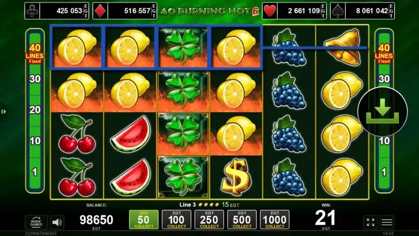 40 Burning Hot 6 Reels slot screenshot 4