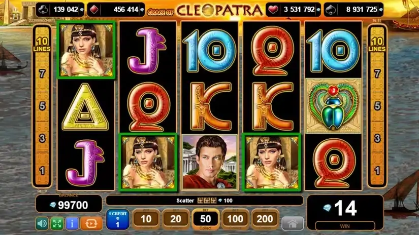 Grace of Cleopatra slot screenshot 2