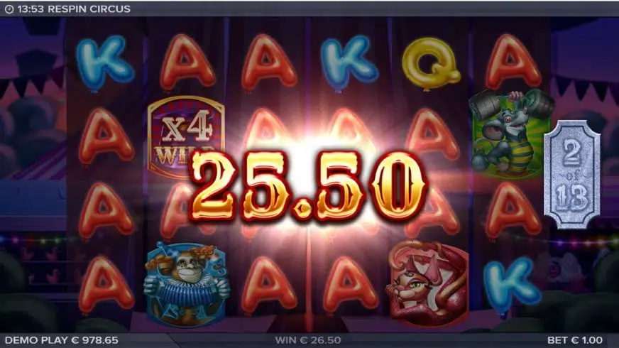 Respin Circus slot screenshot 8