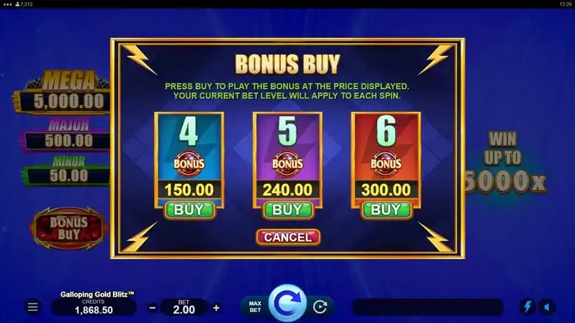 Galloping Gold Blitz slot screenshot 2