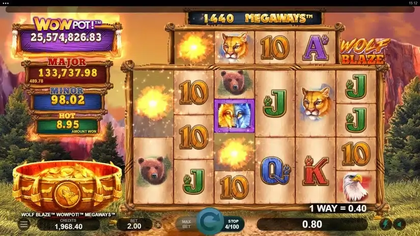 Wolf Blaze WOWPOT! Megaways slot screenshot 2