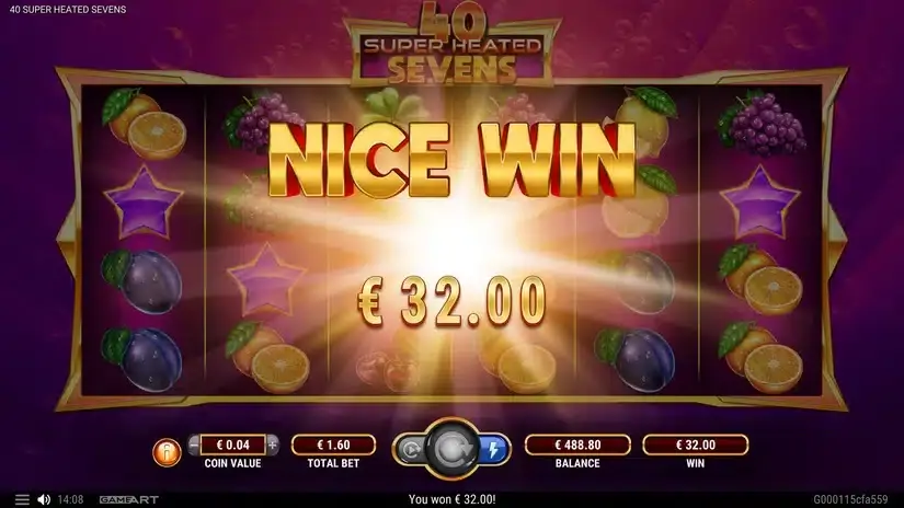40 Super Heated Sevens slot screenshot 2
