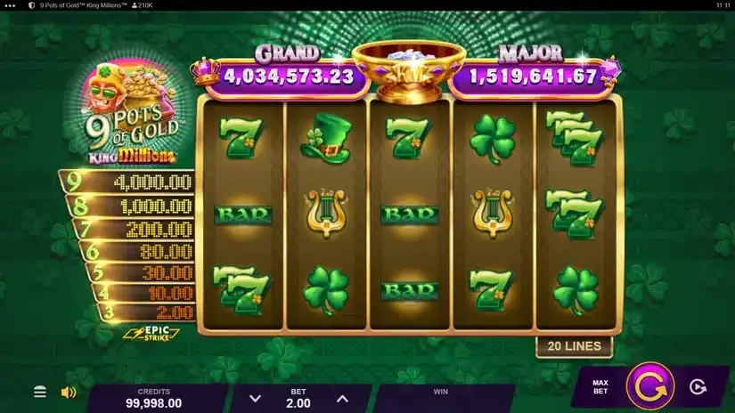 9 Pots of Gold King Millions slot screenshot 1