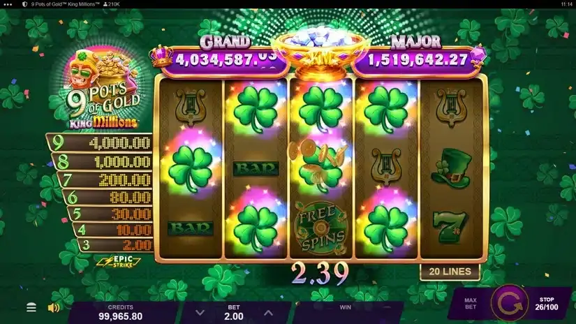 9 Pots of Gold King Millions slot screenshot 4