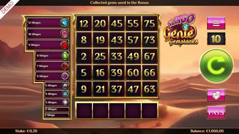 Slingo Genie Gemstones slot screenshot 1
