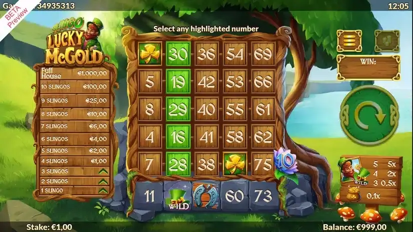 Slingo Lucky McGold slot screenshot 1