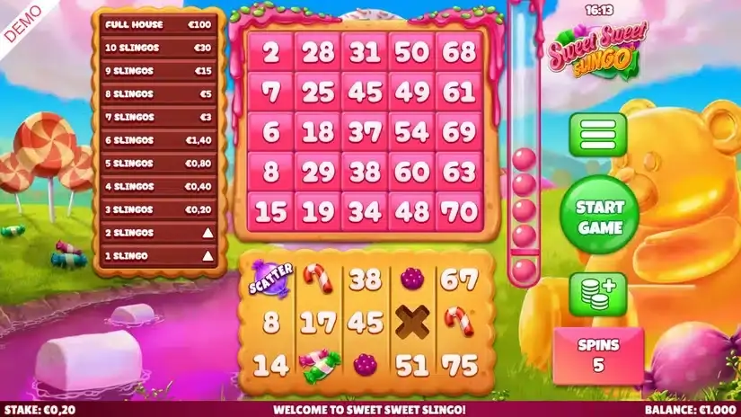 Sweet Sweet Slingo slot screenshot 1