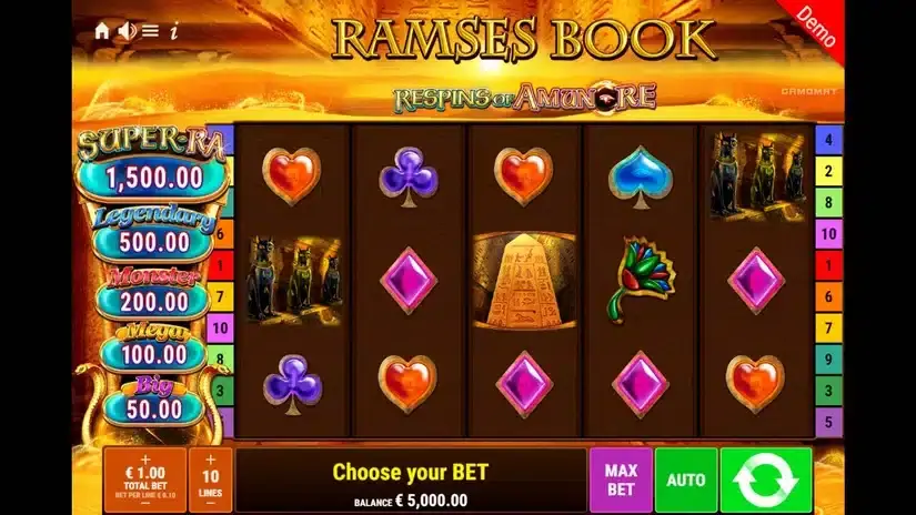 Ramses Book Respins of Amun Re slot screenshot 1