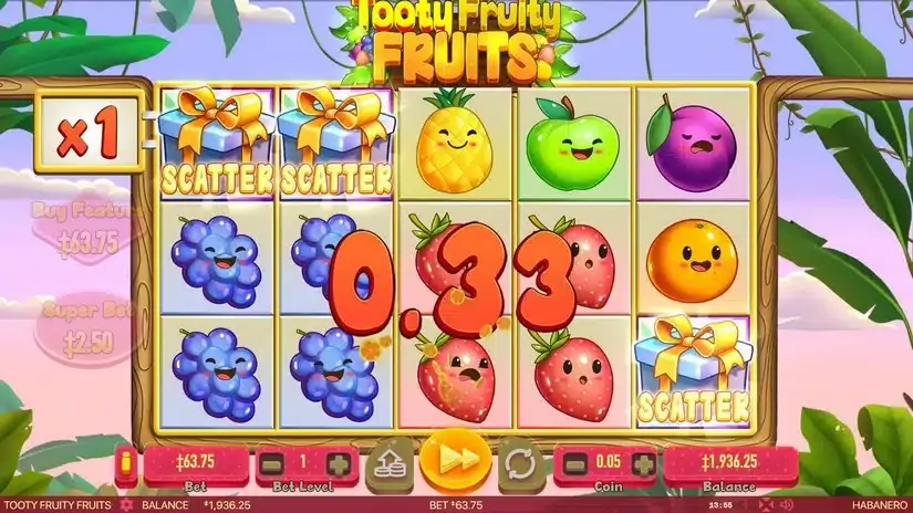 Tooty Fruity Fruits slot screenshot 2