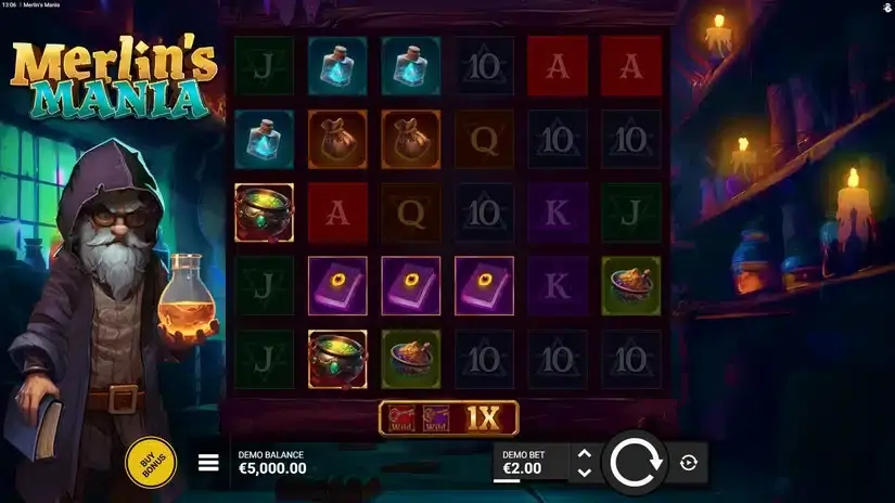 Merlin’s Mania slot screenshot 1
