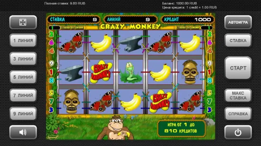 Crazy Monkey slot screenshot 1