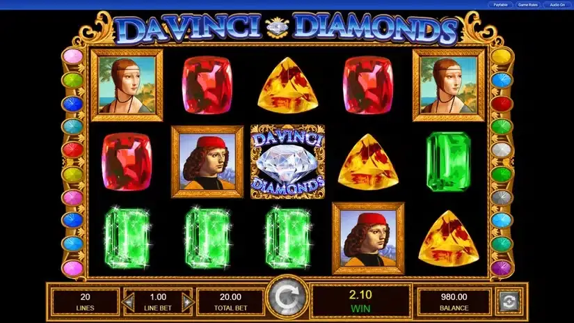 Da Vinci Diamonds slot screenshot 2