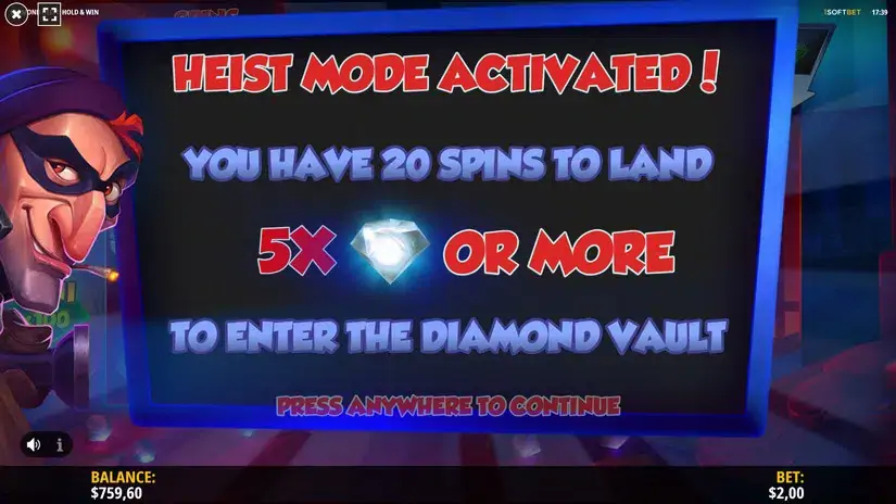 Diamond Heist Hold & Win slot screenshot 7