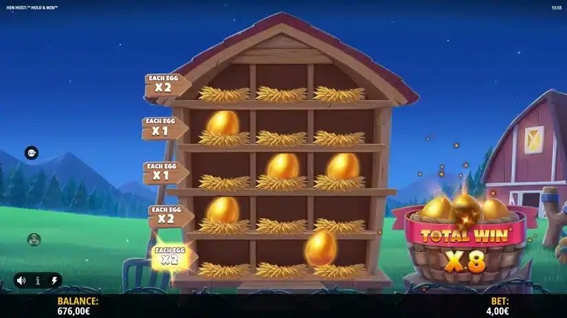 Hen Heist: Hold & Win slot screenshot