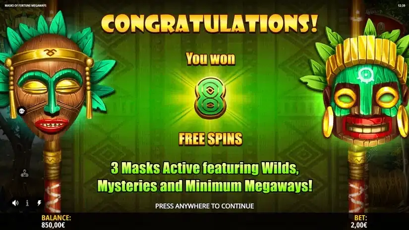 Masks of Fortune Megaways slot screenshot 3