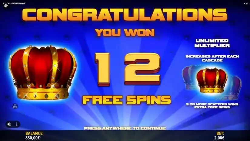 Shining King Megaways slot screenshot 3