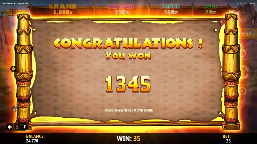 Wolf Canyon Hold & Win slot screenshot 9