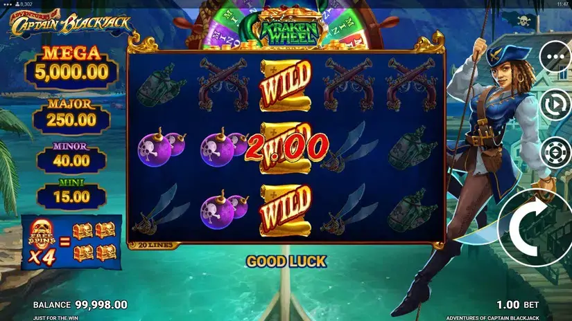Adventures of Captain Blackjack slot screenshot 2