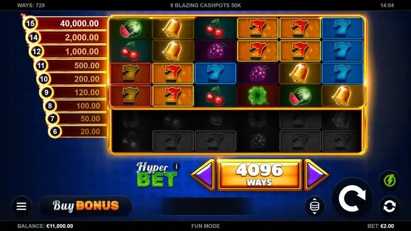 9 Blazing Cashpots 50K slot screenshot 1