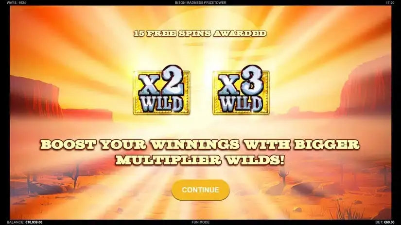 Bison Madness PrizeTower slot screenshot 2