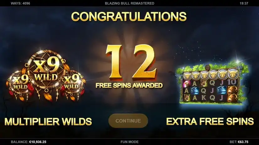 Blazing Bull Remastered slot screenshot 2