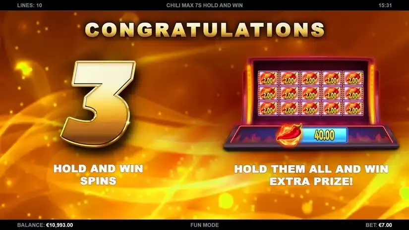 Chili Max 7s Hold and Win slot screenshot 2
